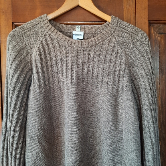 Columbia 100% cotton tan ribbed knit sweater - Picture 2 of 10